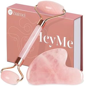 BAIMEI IcyMe Jade Roller & Gua Sha Set – Rose Quartz (Pink)